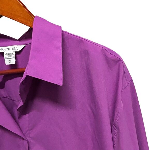 Athleta Jazzy Purple Button Down Shirt With Zipper Pocket  Women’s Size XL - Picture 3 of 14